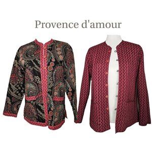 Provence d'amour Sz Medium Reversible Jacket Quilted Coat Pink Y2K Boho Paisley